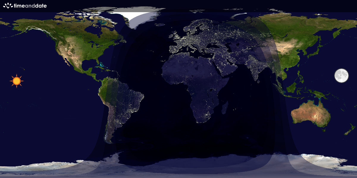 Verdenskart som viser dag og natt 