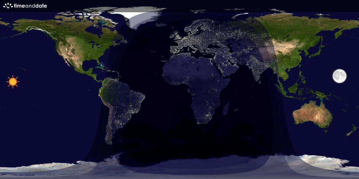 Verdenskart som viser dag og natt 