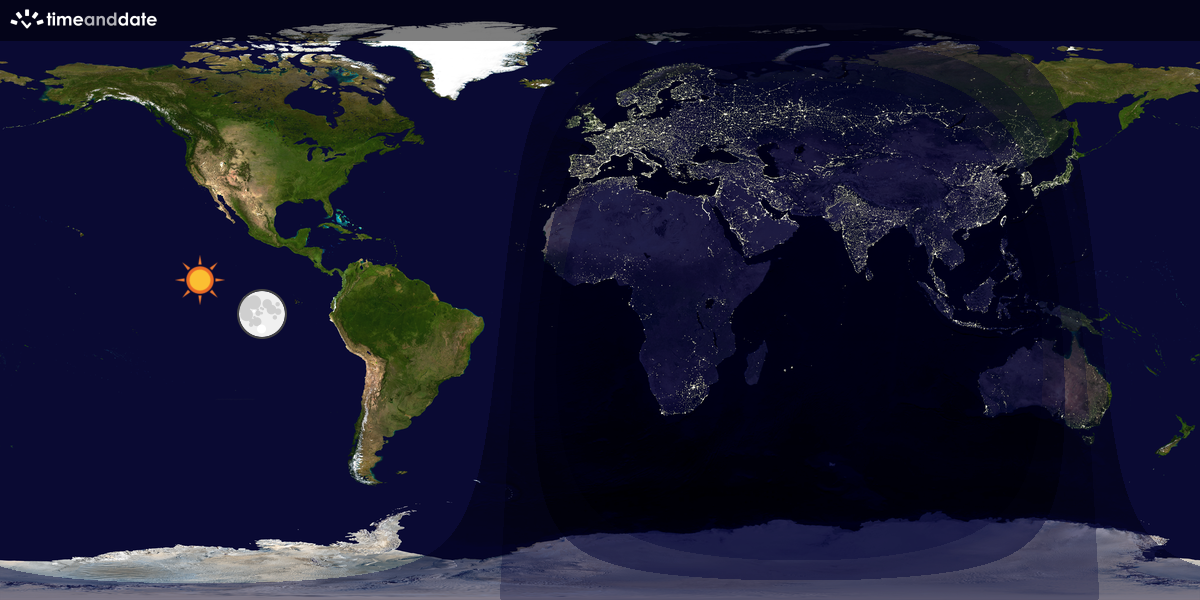 Verdenskart som viser dag og natt 