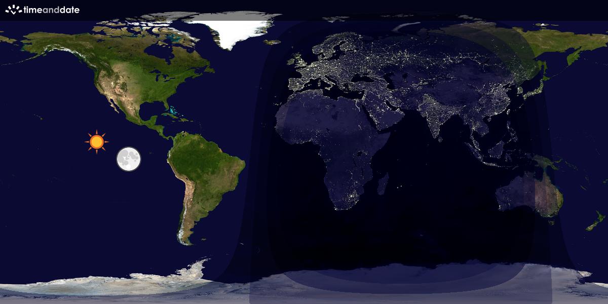 Verdenskart som viser dag og natt 