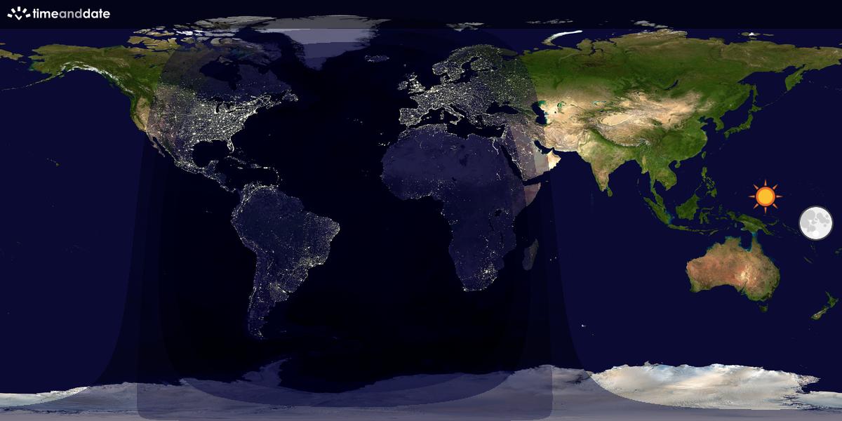 Verdenskart som viser dag og natt 