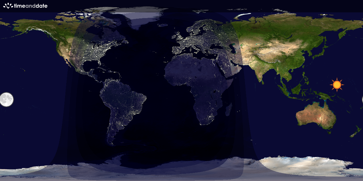 Verdenskart som viser dag og natt 
