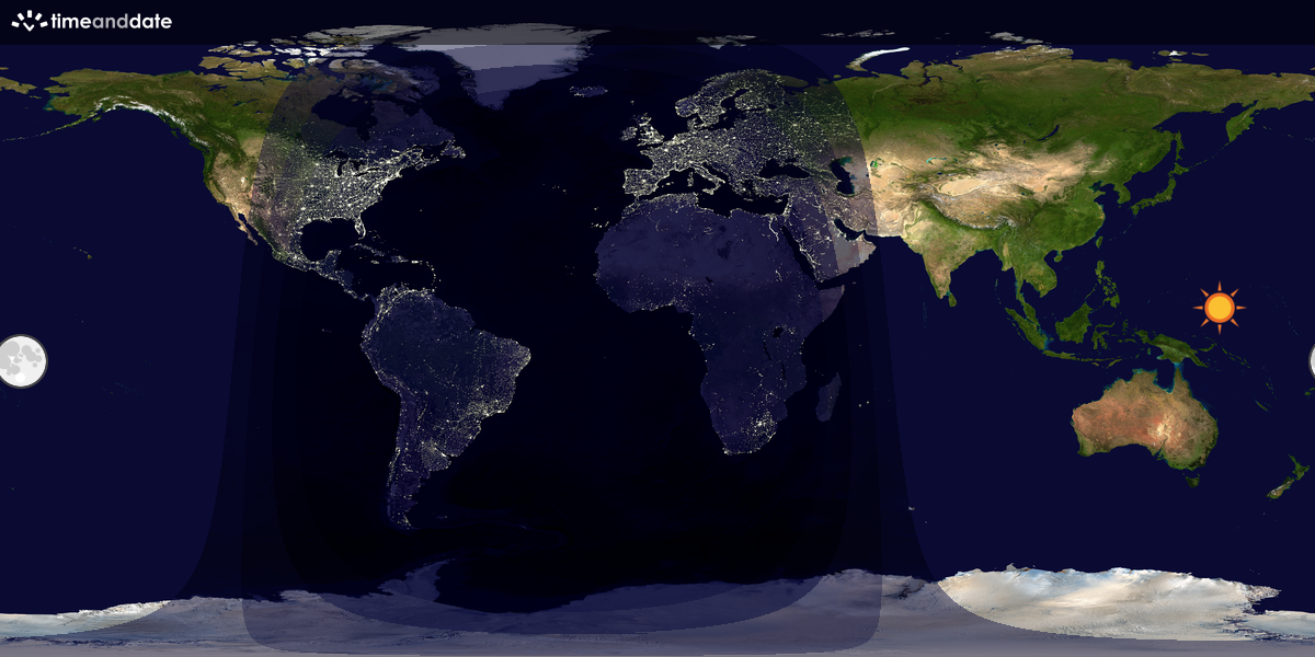 Verdenskart som viser dag og natt 