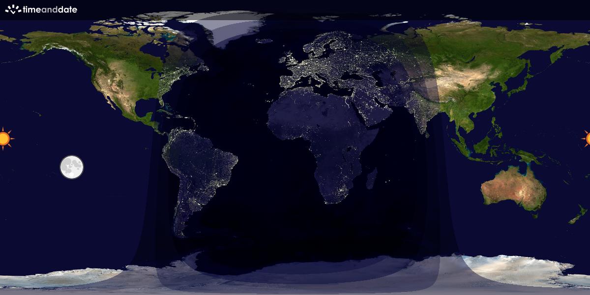 Verdenskart som viser dag og natt 