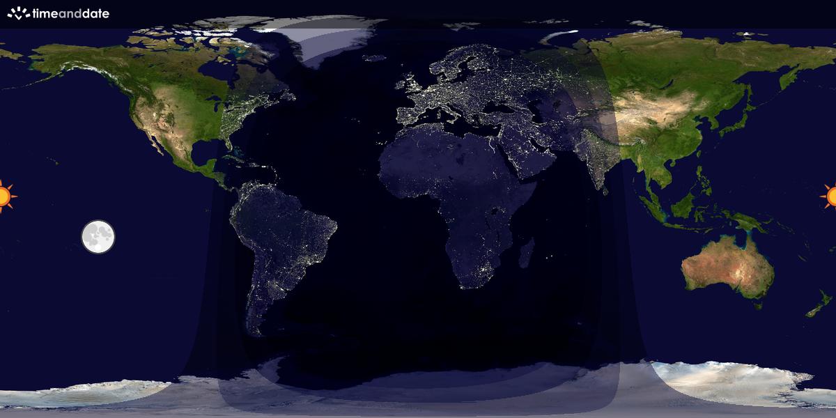 Verdenskart som viser dag og natt 