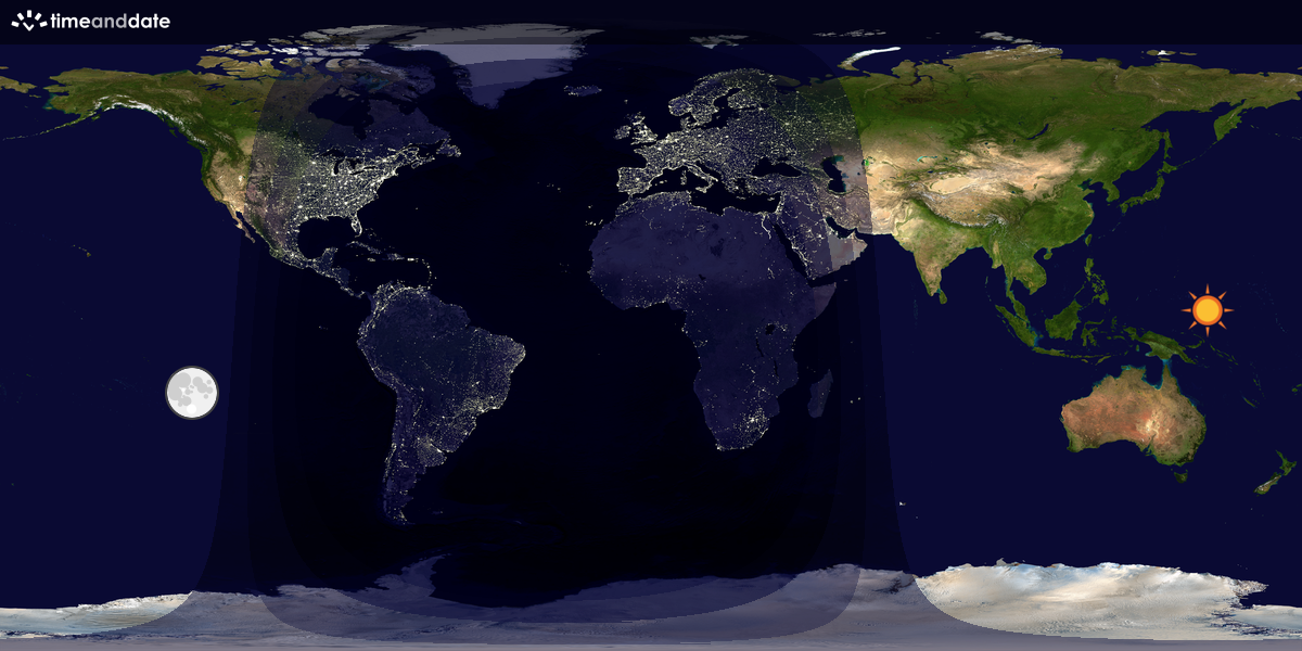 Verdenskart som viser dag og natt 