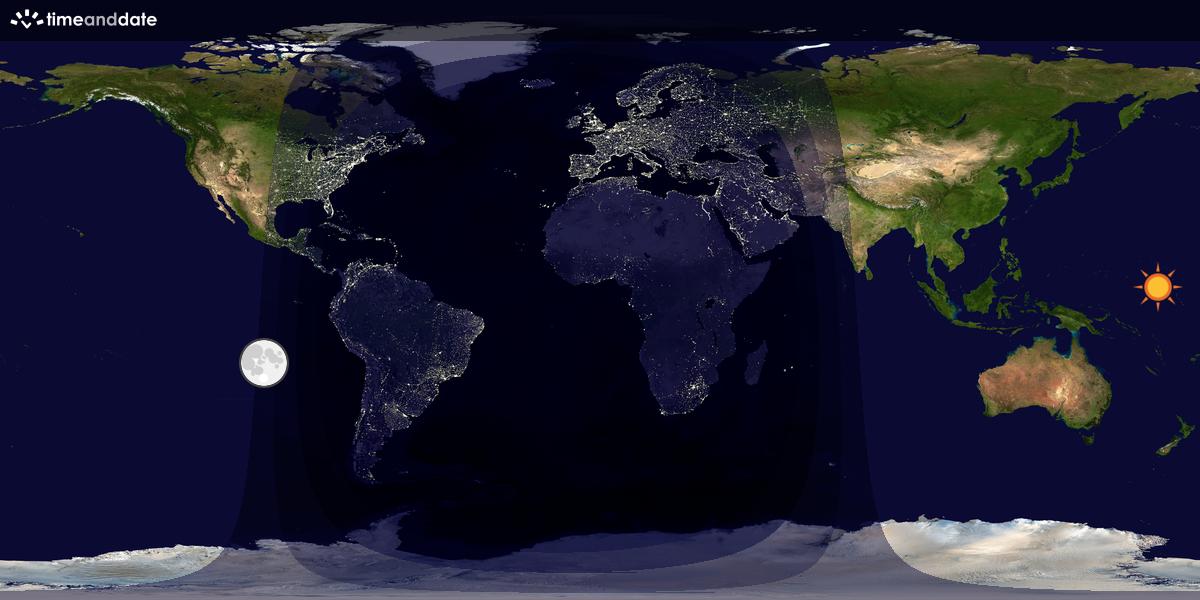 Verdenskart som viser dag og natt 