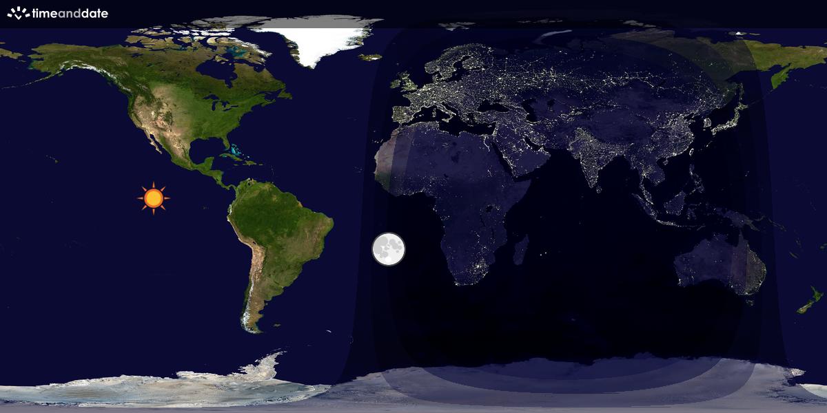 Verdenskart som viser dag og natt 