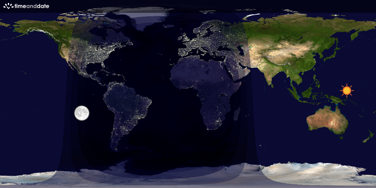 Verdenskart som viser dag og natt 