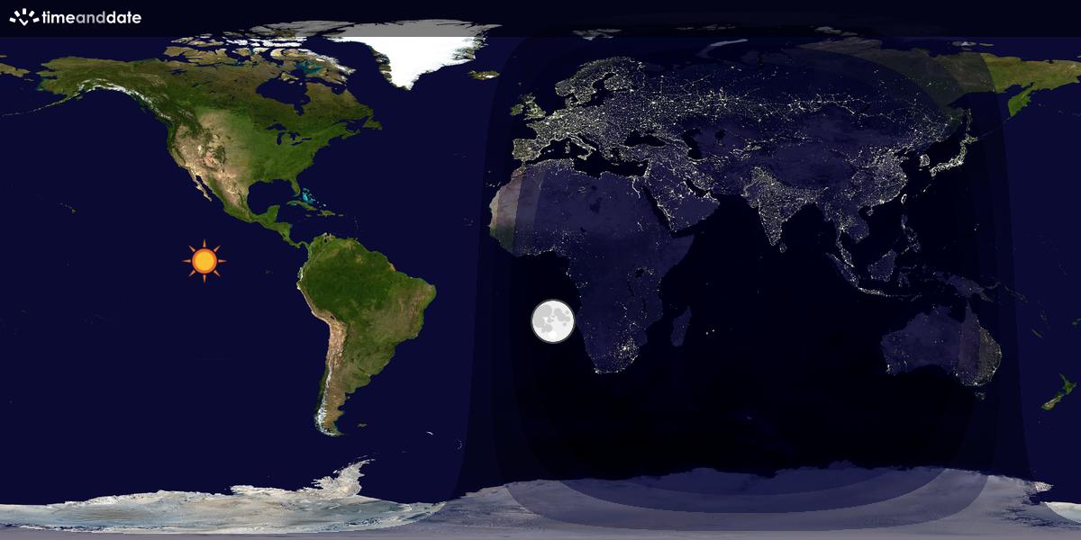 Verdenskart som viser dag og natt 