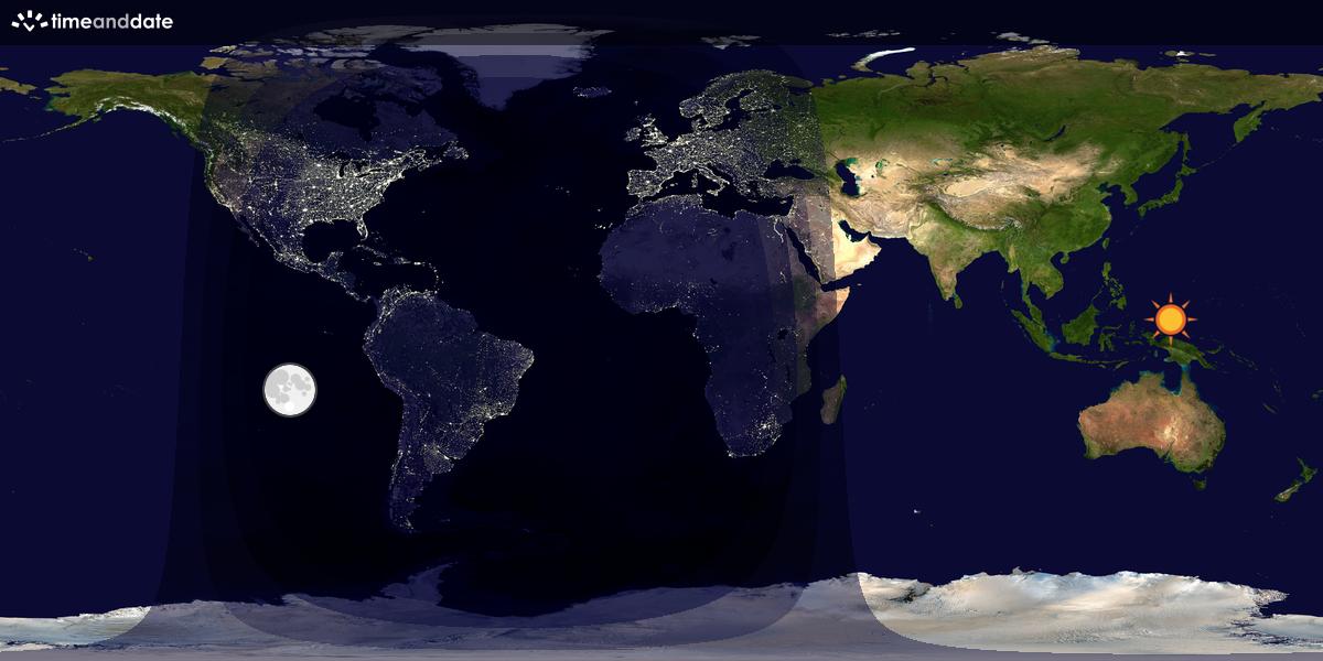 Verdenskart som viser dag og natt 