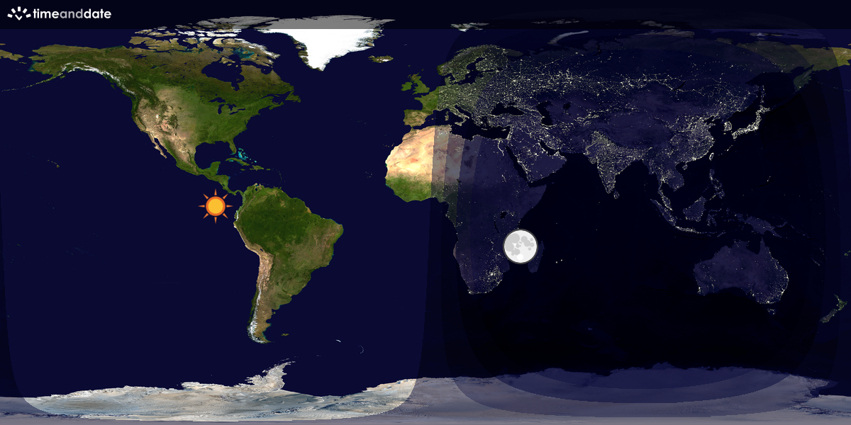 Verdenskart som viser dag og natt 
