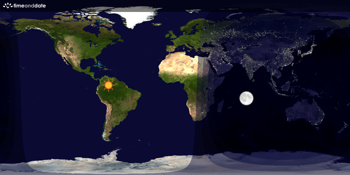 Verdenskart som viser dag og natt 