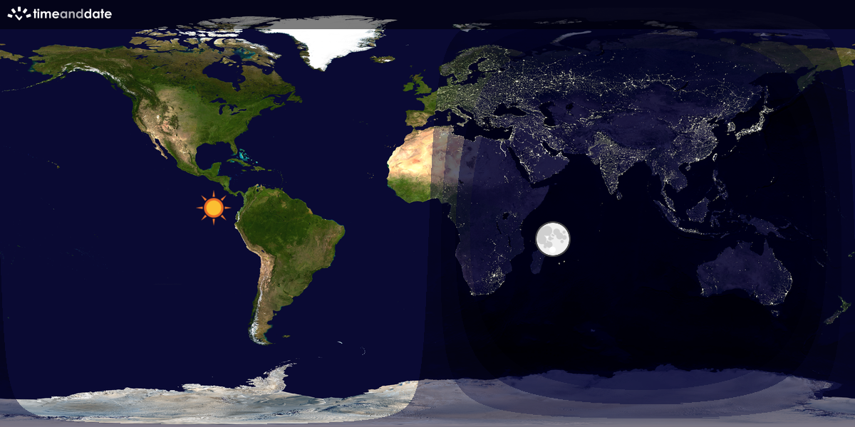 Verdenskart som viser dag og natt 