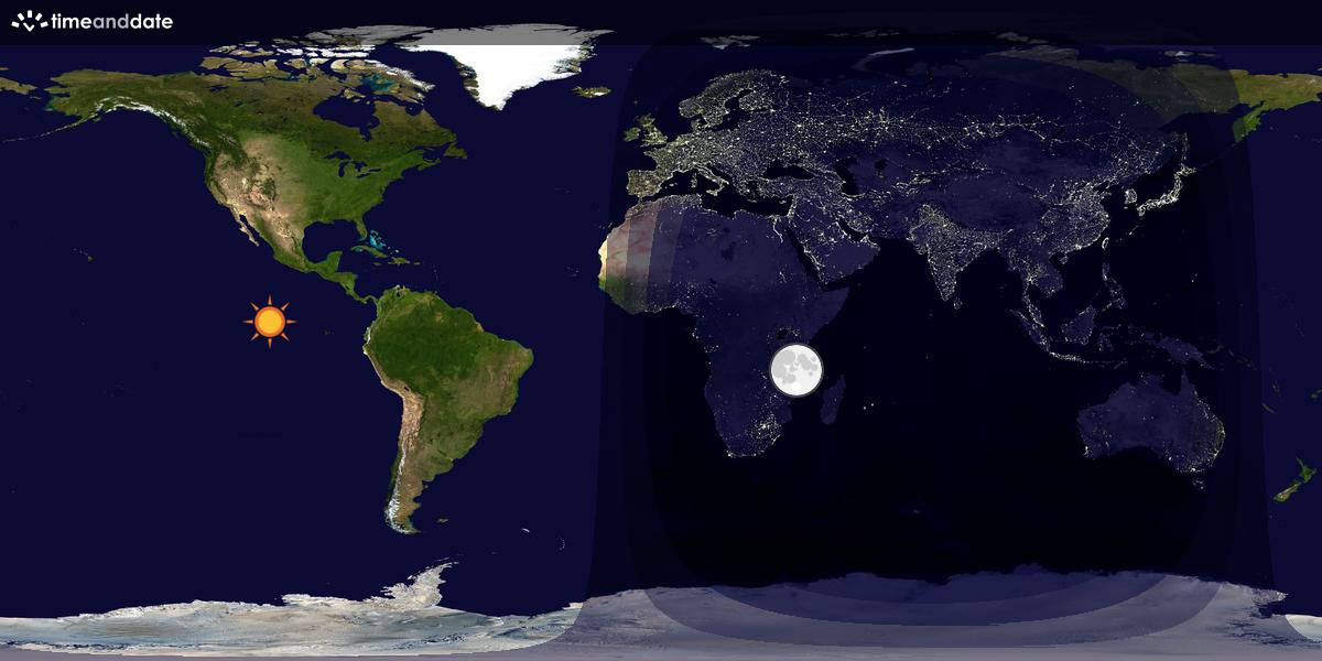 Verdenskart som viser dag og natt 