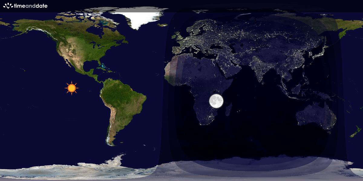 Verdenskart som viser dag og natt 