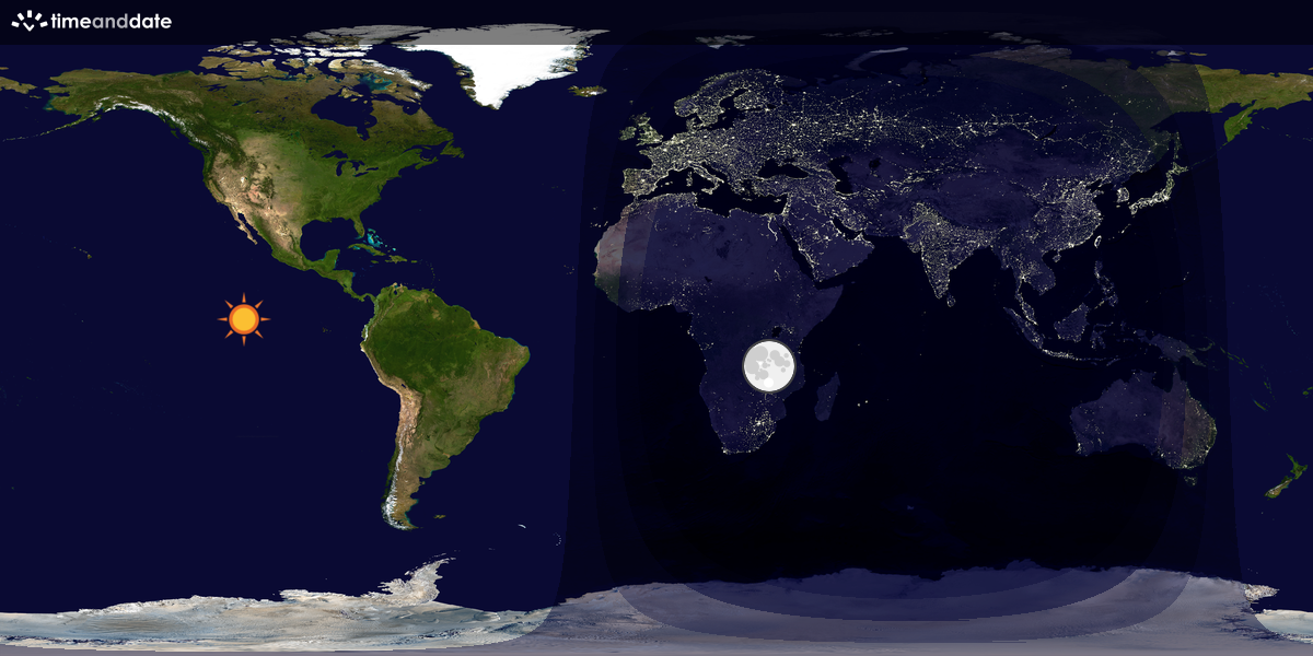 Verdenskart som viser dag og natt 