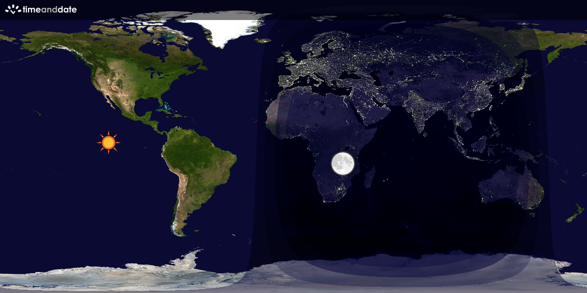 Verdenskart som viser dag og natt 