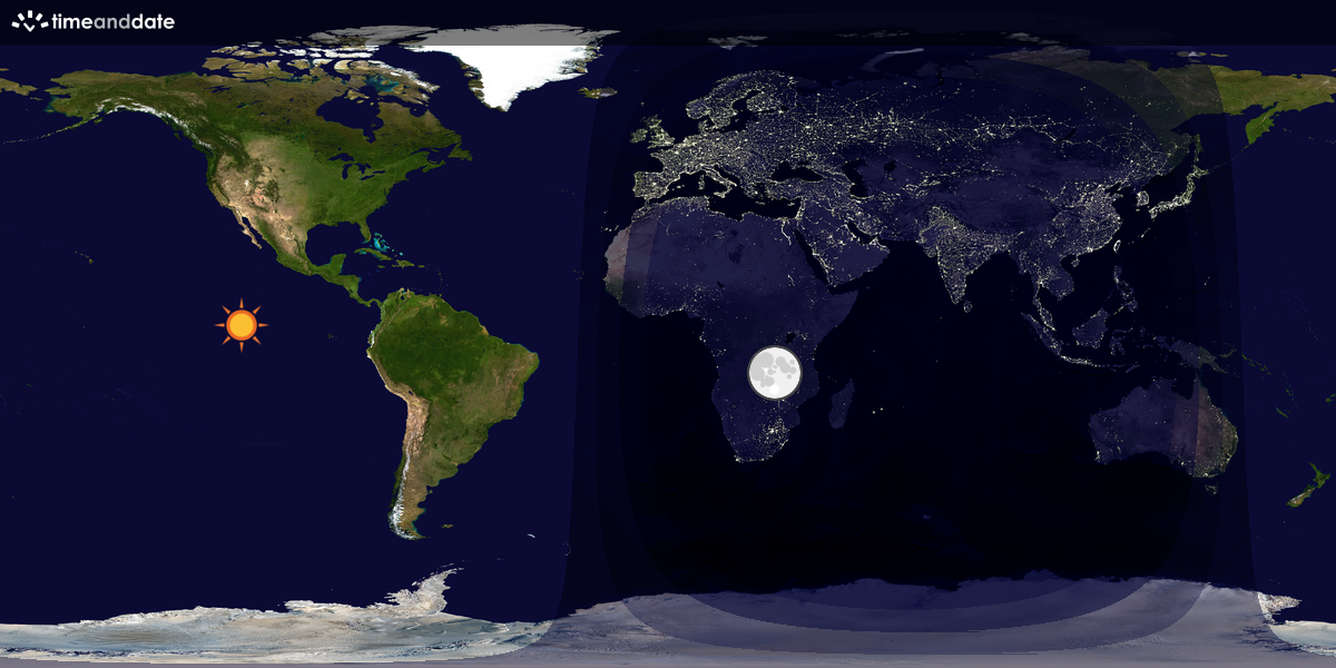 Verdenskart som viser dag og natt 