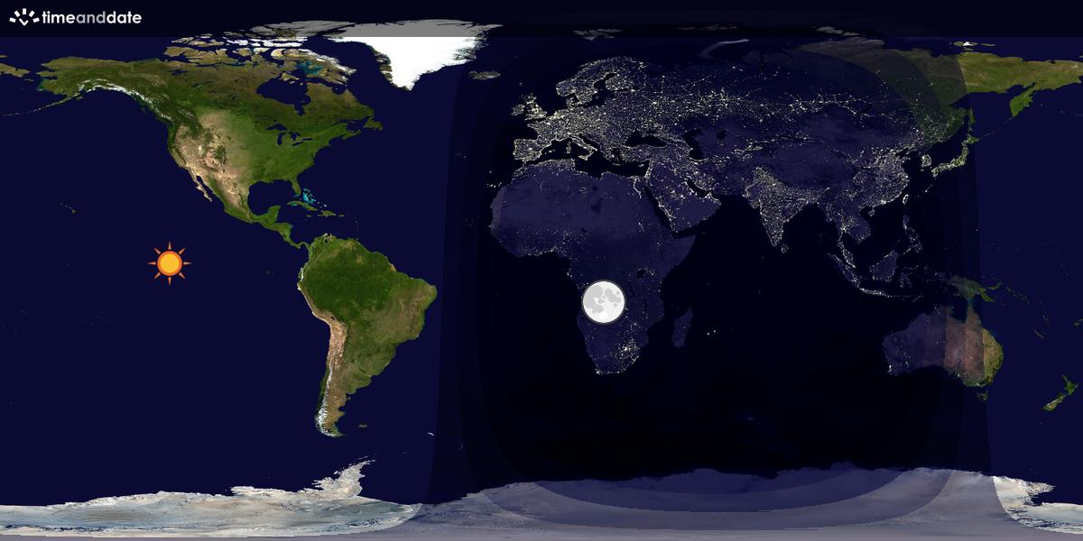 Verdenskart som viser dag og natt 