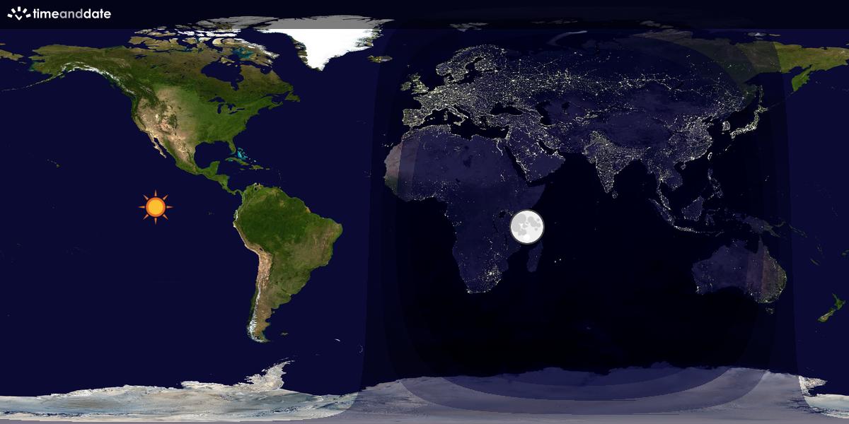 Verdenskart som viser dag og natt 