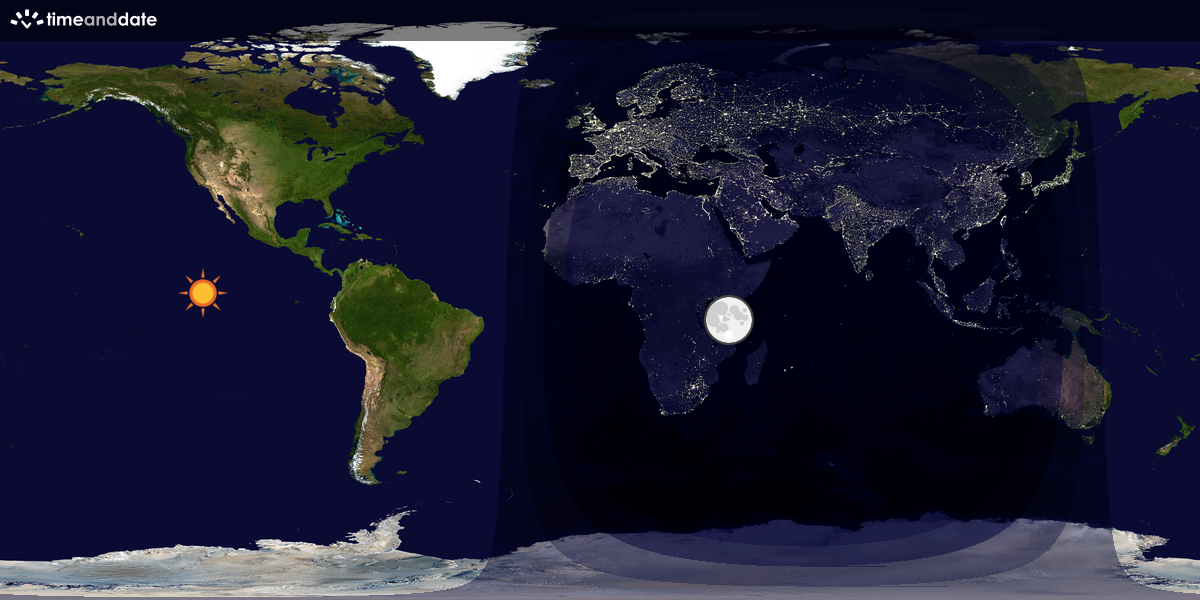 Verdenskart som viser dag og natt 