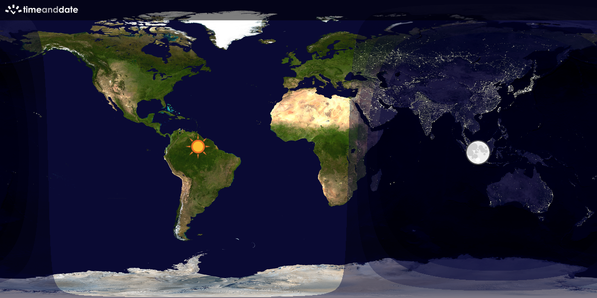 Verdenskart som viser dag og natt 