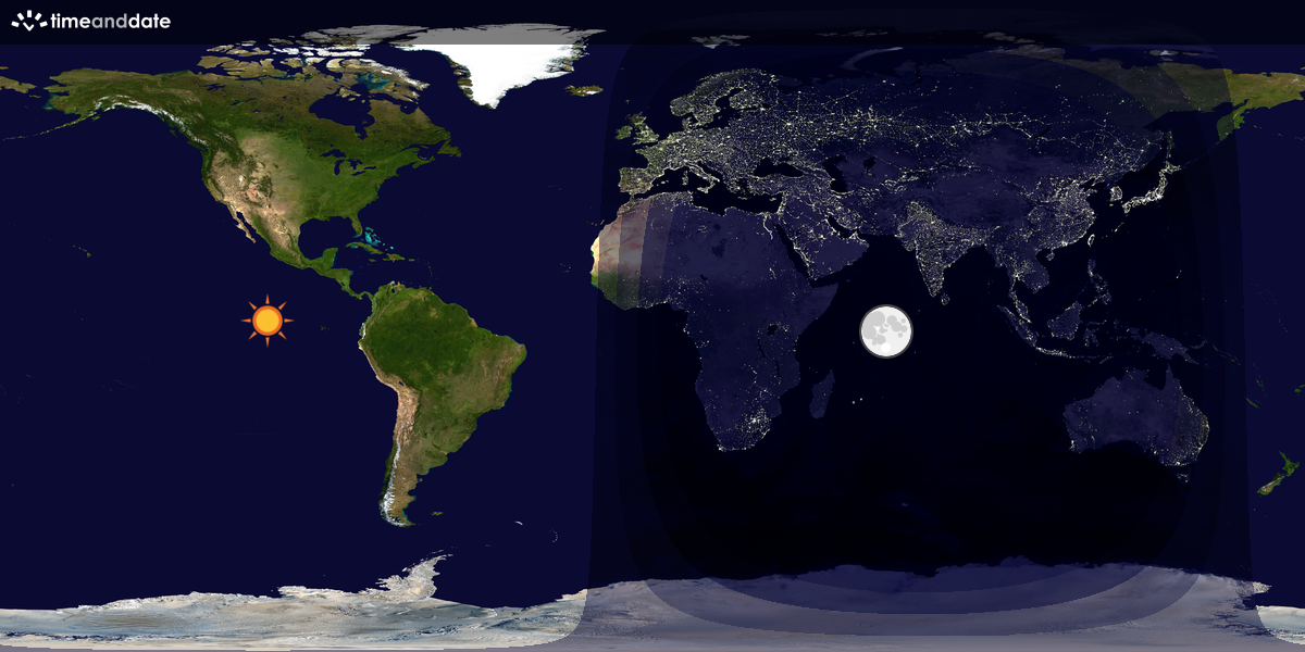Verdenskart som viser dag og natt 