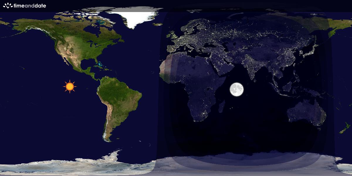 Verdenskart som viser dag og natt 