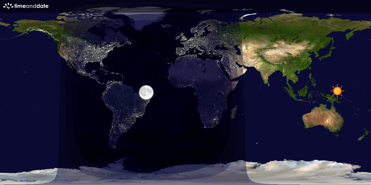 Verdenskart som viser dag og natt 