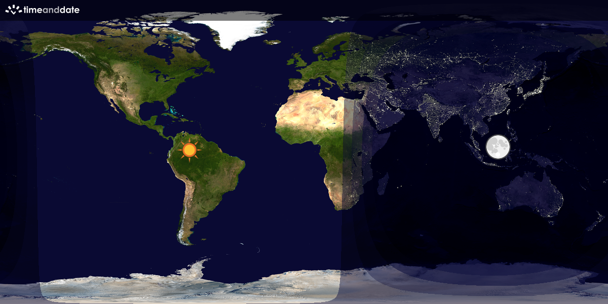 Verdenskart som viser dag og natt 