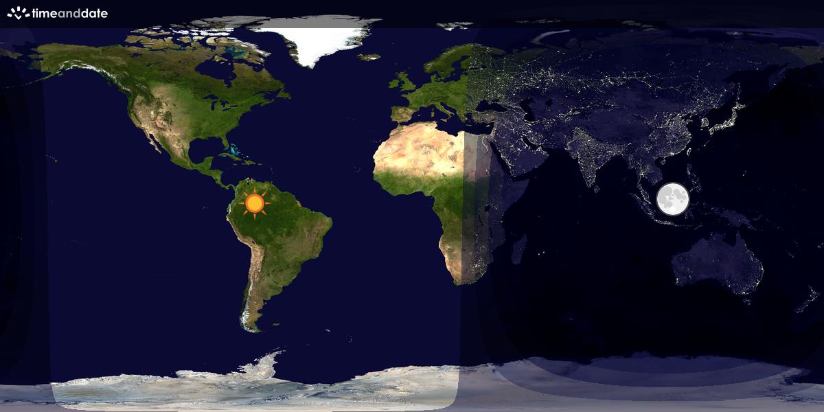 Verdenskart som viser dag og natt 