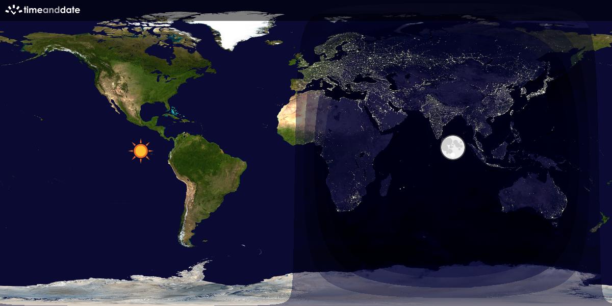 Verdenskart som viser dag og natt 