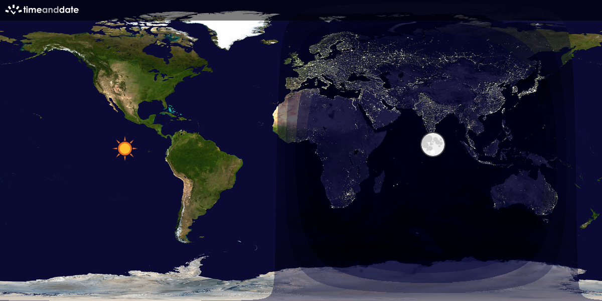 Verdenskart som viser dag og natt 