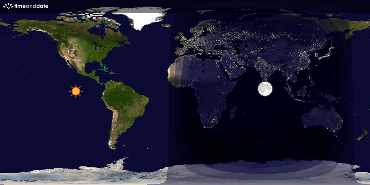 Verdenskart som viser dag og natt 