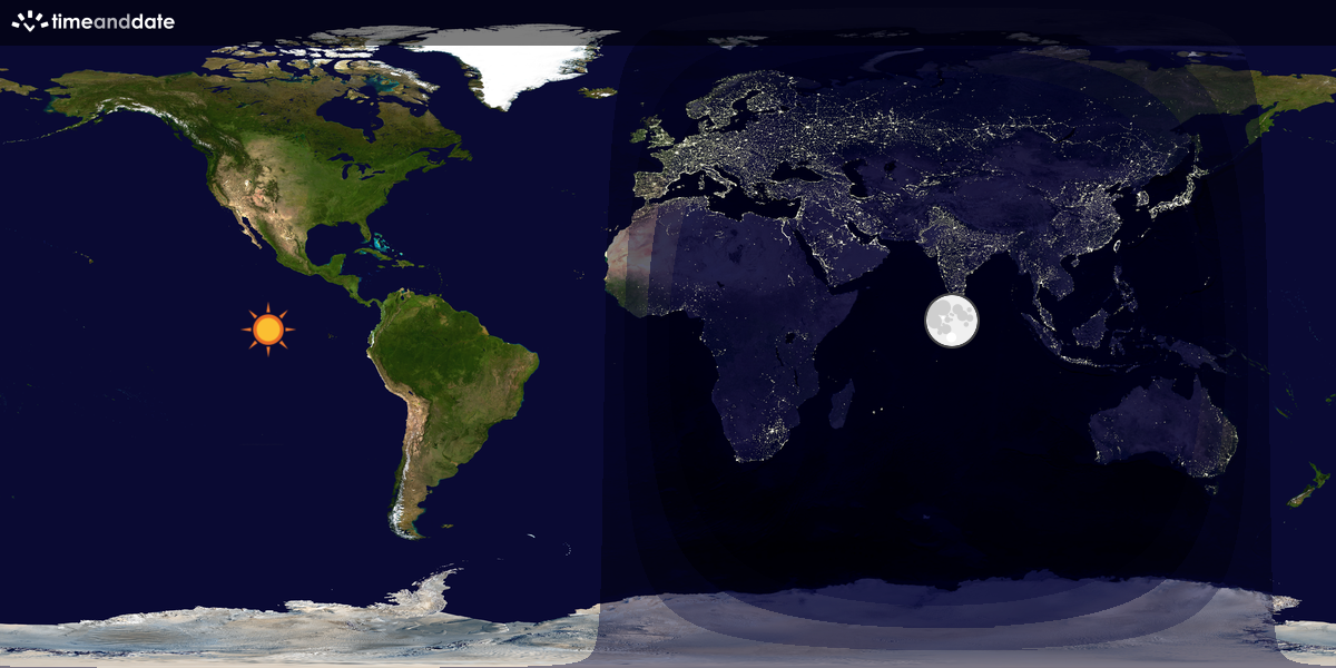 Verdenskart som viser dag og natt 