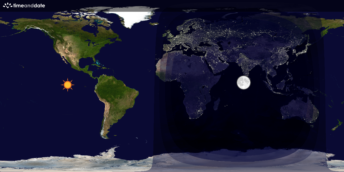 Verdenskart som viser dag og natt 