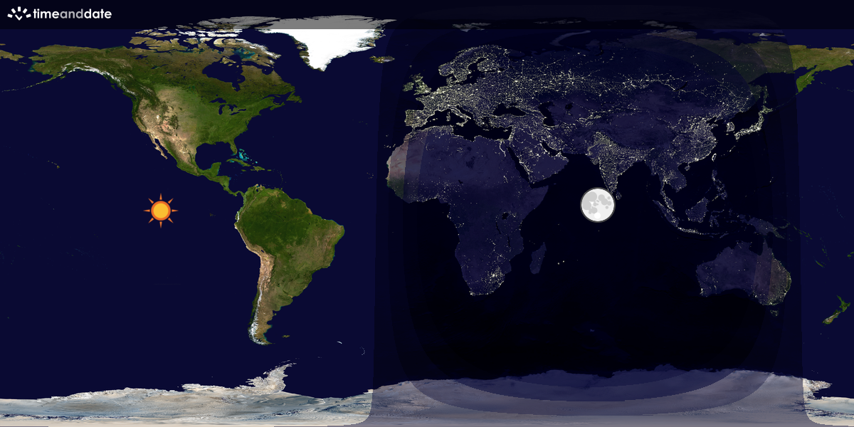 Verdenskart som viser dag og natt 