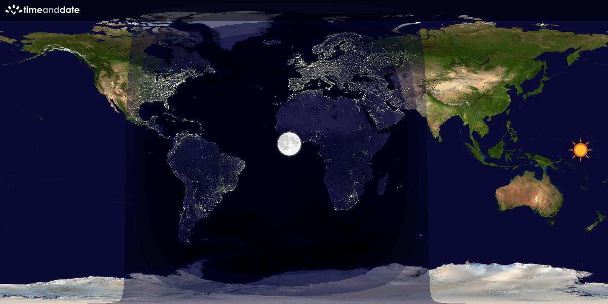 Verdenskart som viser dag og natt 