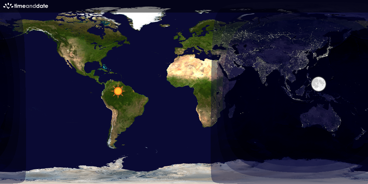 Verdenskart som viser dag og natt 