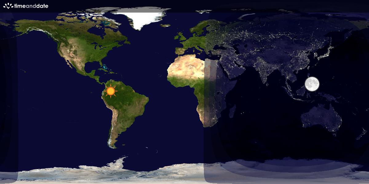 Verdenskart som viser dag og natt 