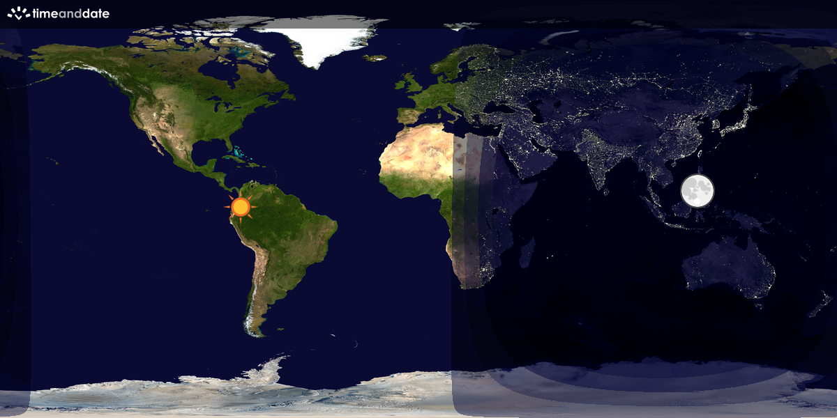 Verdenskart som viser dag og natt 