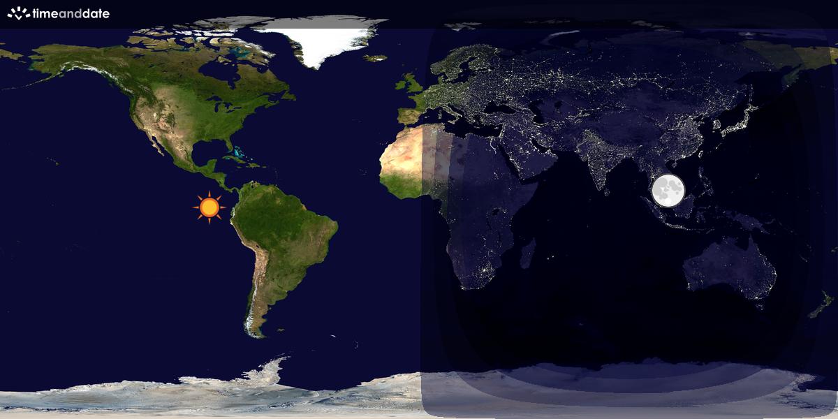 Verdenskart som viser dag og natt 