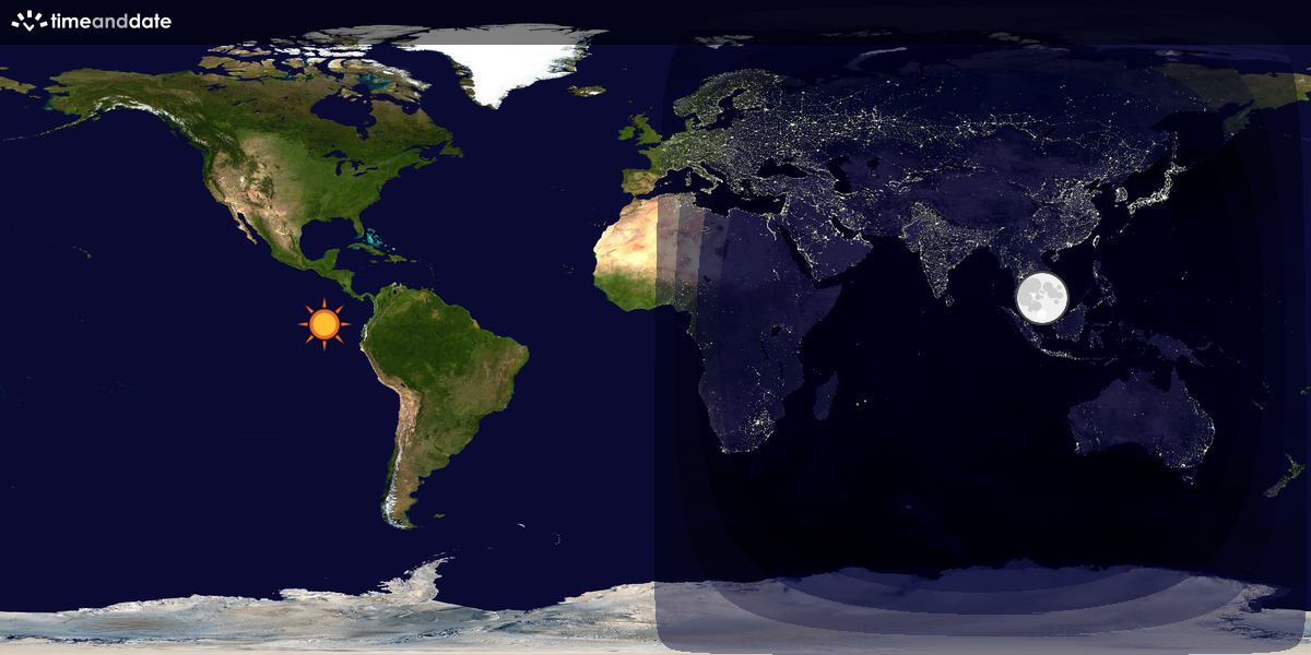 Verdenskart som viser dag og natt 