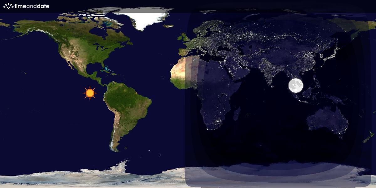 Verdenskart som viser dag og natt 