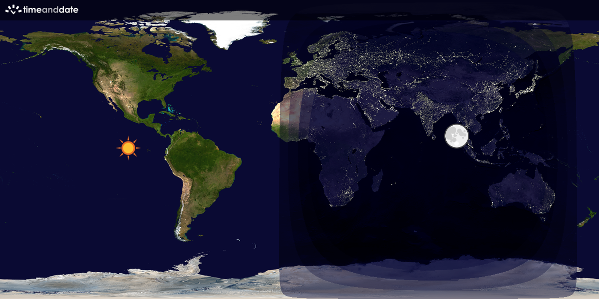 Verdenskart som viser dag og natt 