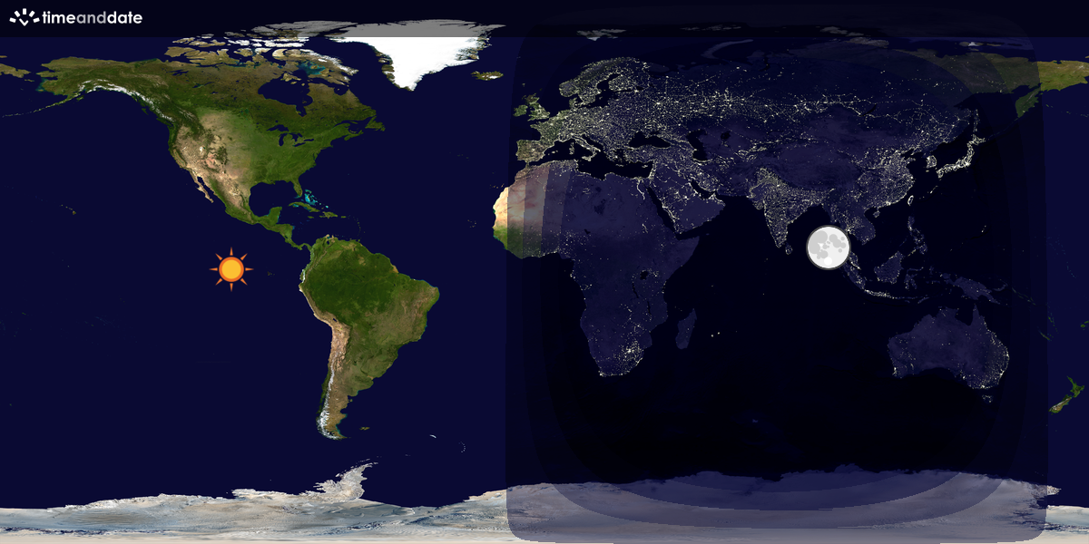 Verdenskart som viser dag og natt 