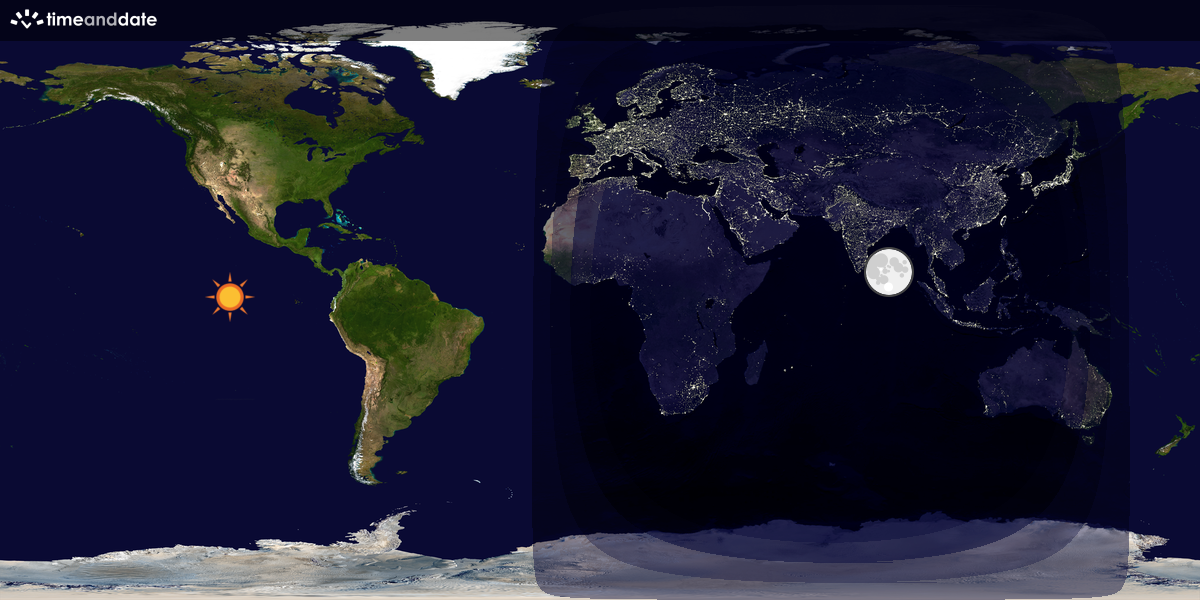 Verdenskart som viser dag og natt 