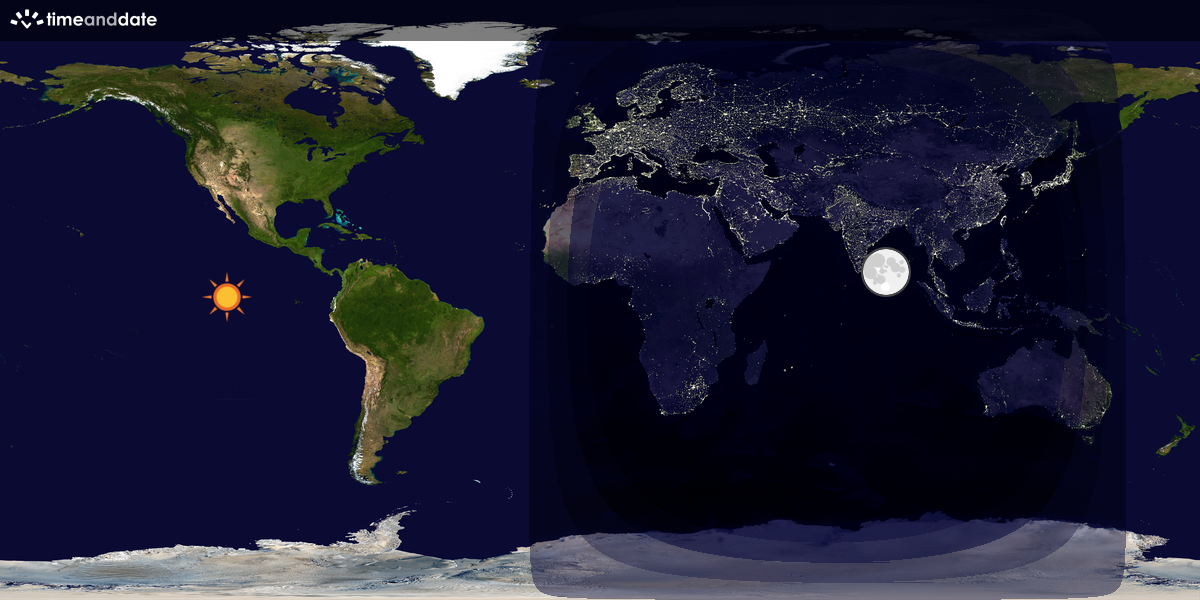 Verdenskart som viser dag og natt 