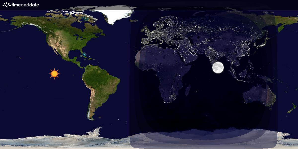Verdenskart som viser dag og natt 